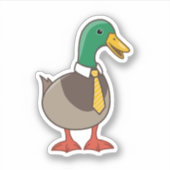 ネクタイ姿の可愛いマガモのキャラクター シール (正面)
