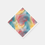 ネクタイ染はっきりした色の淡い水色の愛 スタンダードカクテルナプキン (角)