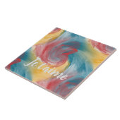 ネクタイ染はっきりした色の淡い水色の愛 タイル (側面)