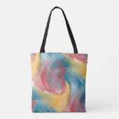 ネクタイ染はっきりした色の淡い水色の愛 トートバッグ (裏面)