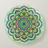 ネクタイ染め曼荼羅丸枕 ラウンドクッション (裏面)