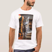 ネクタイTシャツの猫 Tシャツ (正面)