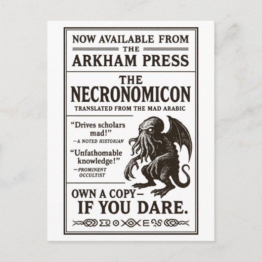 ネクロノミコン – Arkham Pressより提供開始 シーズンポストカード (正面)