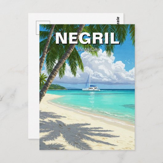 ネグリジャマイカビーチ旅行 ポストカード (正面/裏面)