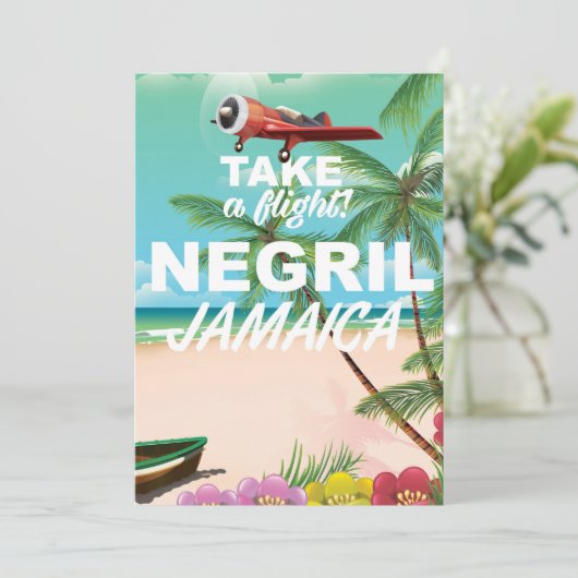 ネグリルビーチジャマイカヴィンテージ旅行ポスター (スタンド正面)