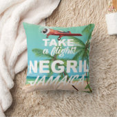 ネグリルビーチジャマイカヴィンテージ旅行ポスター クッション (ブランケット)