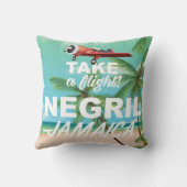 ネグリルビーチジャマイカヴィンテージ旅行ポスター クッション (裏面)