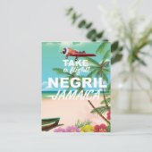 ネグリルビーチジャマイカヴィンテージ旅行ポスター ポストカード (スタンド正面)