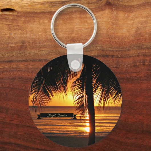 ネグリル、ジャマイカの夕日、美しい写真 キーホルダー (正面)
