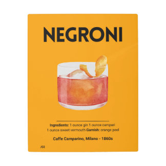 ネグロニカクテルNo.2 – ミラノ金ゴールド版 メタルプリント