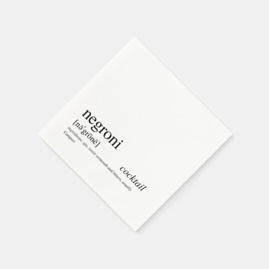 ネグロニモダン引用文ブラックタイポグラフィ スタンダードカクテルナプキン (角)