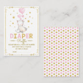 ネコおむつラッフルガールキッテンピンク金ゴールドスターベビー エンクロージャーカード (正面/裏面)