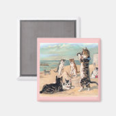 ネコおもしろいアットザビーチマグネット マグネット (正面/裏面)