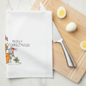 ネコおもしろいクリスマス漫画かわいいネズミ キッチンタオル (四つ折り)