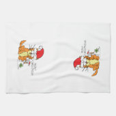 ネコおもしろいクリスマス漫画かわいいネズミ キッチンタオル (横)