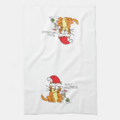 ネコおもしろいクリスマス漫画かわいいネズミ キッチンタオル (縦)