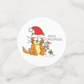 ネコおもしろいクリスマス漫画かわいいネズミ コンフェッティ (スモール正面)