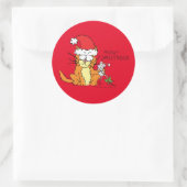 ネコおもしろいクリスマス漫画かわいいネズミ ラウンドシール (バッグ)