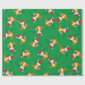 ネコおもしろいクリスマス漫画かわいいネズミ ラッピングペーパー (フラット)