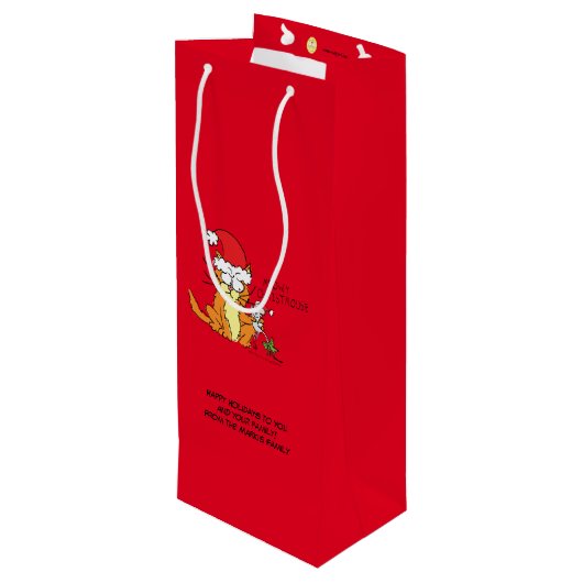 ネコおもしろいクリスマス漫画かわいいネズミ ワインギフトバッグ (裏面アングル)