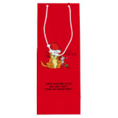 ネコおもしろいクリスマス漫画かわいいネズミ ワインギフトバッグ (裏面)