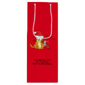 ネコおもしろいクリスマス漫画かわいいネズミ ワインギフトバッグ (正面)