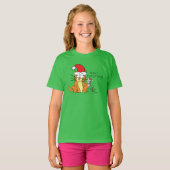 ネコおもしろいクリスマス漫画かわいいネズミ Tシャツ (正面フル)