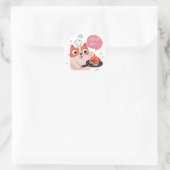 ネコおもしろいステッカー ラウンドシール (バッグ)