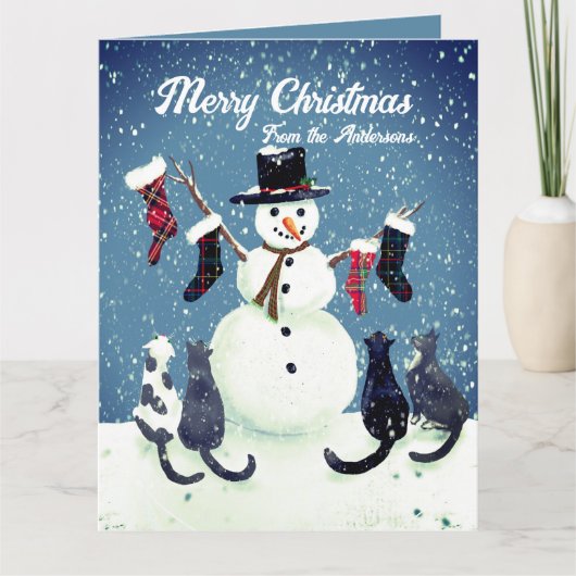 ネコおもしろいス雪だるまカオカスタムス抱き枕 カード (正面)