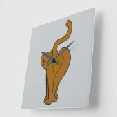 ネコおもしろいツテールウォールクロック スクエア壁時計 (傾斜)