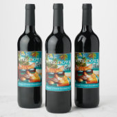 ネコおもしろいトロピカルビーチワインラベル ワインラベル (ボトル)