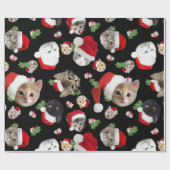 ネコおもしろいネズミとカニップのクリスマスラッピング ラッピングペーパー (フラット)