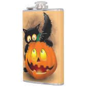 ネコおもしろいハロウィーンキャラクターカボチャをかむ フラスク (左)