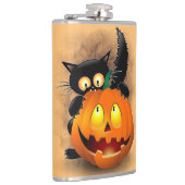 ネコおもしろいハロウィーンキャラクターカボチャをかむ フラスク (右)