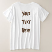 ネコおもしろいハロウィーンキャラクターカボチャをかむ プラスサイズTシャツ (デザイン裏面)