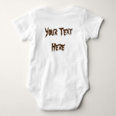 ネコおもしろいハロウィーンキャラクターカボチャをかむ ベビーボディスーツ (裏面)