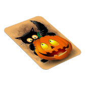 ネコおもしろいハロウィーンキャラクターカボチャをかむ マグネット (右側)