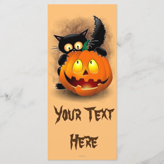 ネコおもしろいハロウィーンキャラクターカボチャをかむ メニュー (正面)