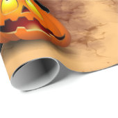 ネコおもしろいハロウィーンキャラクターカボチャをかむ ラッピングペーパー (ロールコーナー)