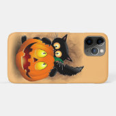 ネコおもしろいハロウィーンキャラクターカボチャをかむ Case-Mate iPhoneケース (裏面(横))