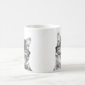 ネコおもしろいマグ |おしゃれなメガネをかけている子猫 コーヒーマグカップ (中央)