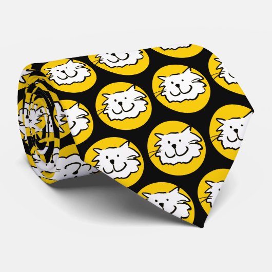 ネコおもしろい顔パターンデザイン ネクタイ (ロール)