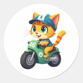 ネコおもしろい ラウンドシール