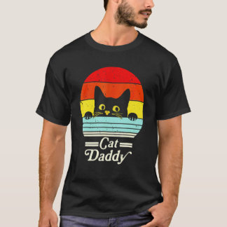 ネコおやじのヴィンテージ80年代風猫のレトロサングラスD Tシャツ
