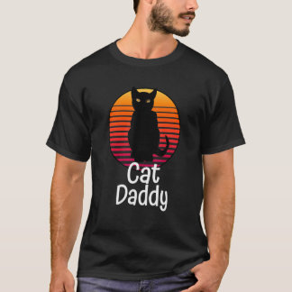 ネコおやじ レトロな80年代風 猫好きなパパへ Tシャツ