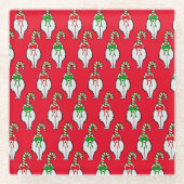 ネコお尻クリスマス ガラスコースター (正面)