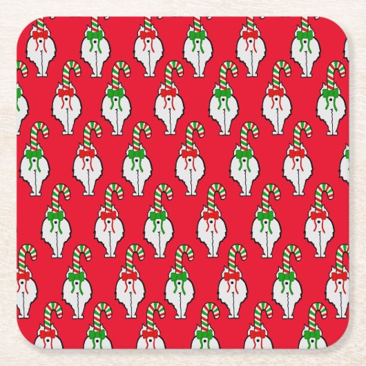 ネコお尻クリスマス スクエアペーパーコースター (正面)