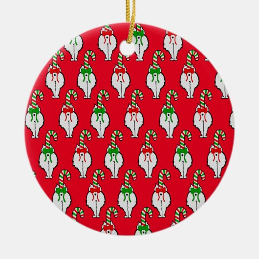 ネコお尻クリスマス セラミックオーナメント (正面)