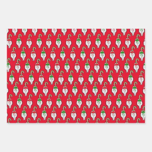 ネコお尻クリスマス ラッピングペーパーシート (正面)