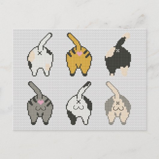 ネコお尻クロステッチ シーズンポストカード (正面)